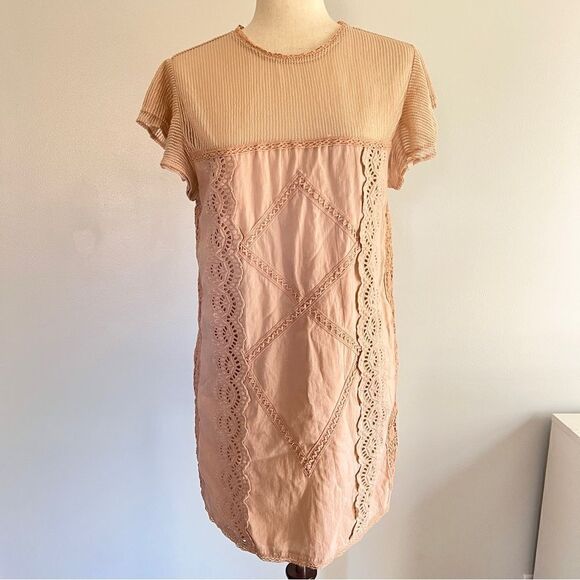TULAROSA Revolve Clayton Mini Dress Rare Peony Color M Peach Boho Embroidered - Picture 6 of 11